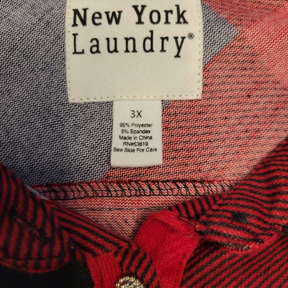 NWT-NEW YORK LAUNDRY RED & BLACK PLAID FLANNEL-SIZE-3X - Picture 5 of 12